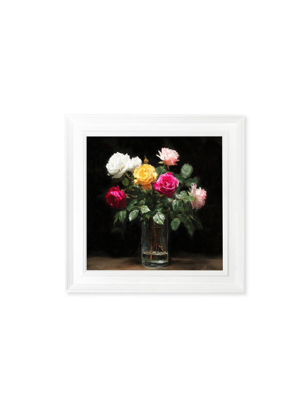 Roses After Dark - White Hurstwood Square Frame