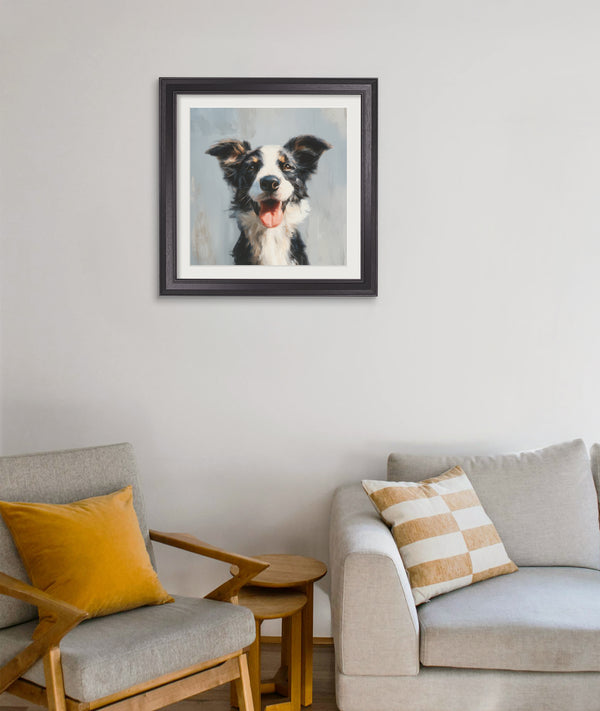 The Smiley Sheepdog - Black Hurstwood Square Frame