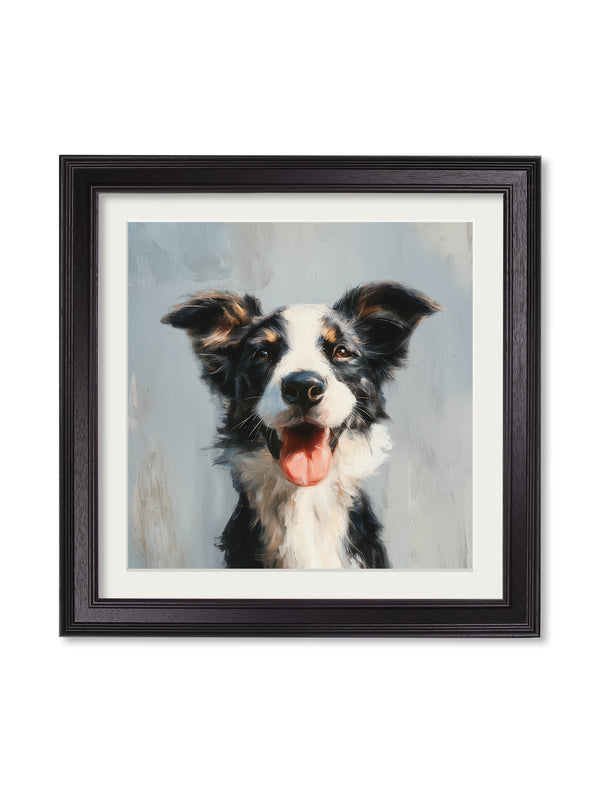 The Smiley Sheepdog - Black Hurstwood Square Frame