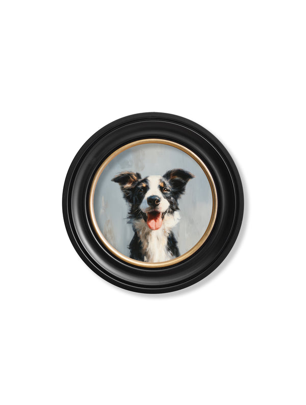 The Smiley Sheepdog - Oxford Round Frame