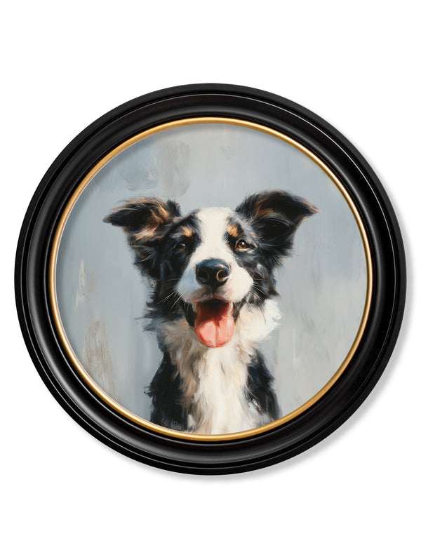 The Smiley Sheepdog - Oxford Round Frame