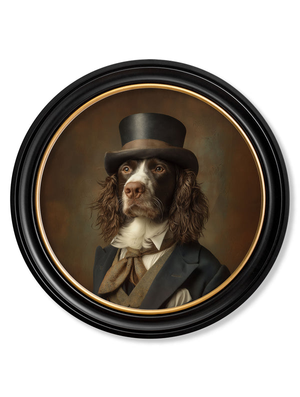 Duke Springly - Gentleman Springer Spaniel Oxford round frame