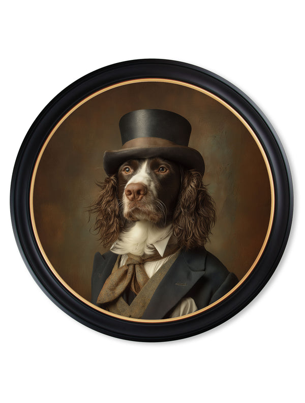 Duke Springly - Gentleman Springer Spaniel Oxford round frame