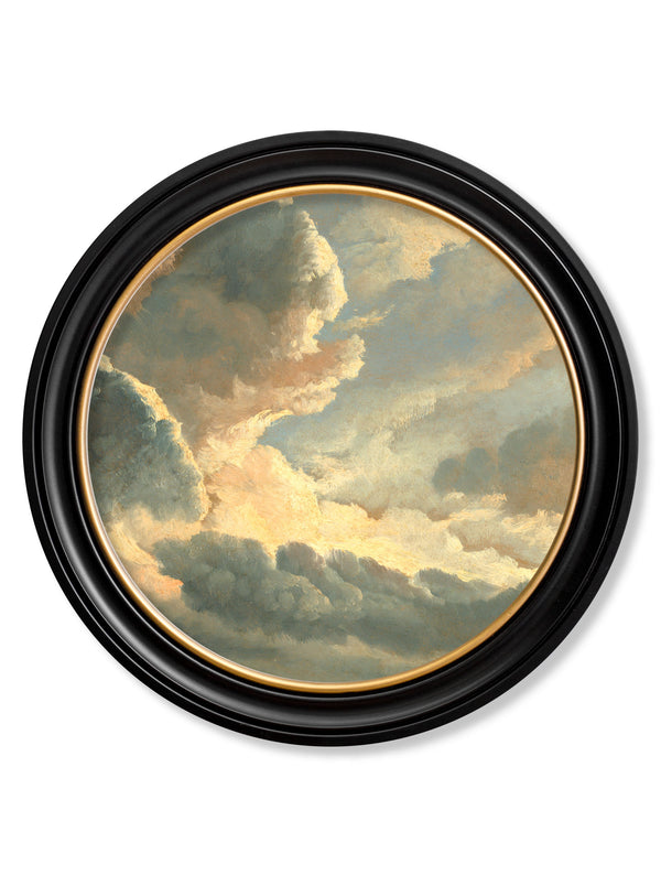 c1700's Study of Clouds by Simon Denis - Round Frame