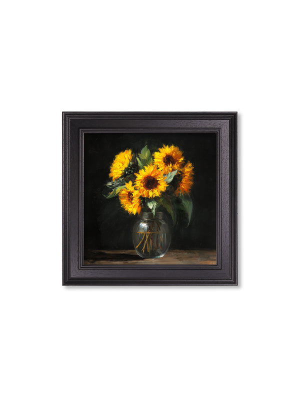Sunflowers After Dark - Black Hurstwood Square Frame