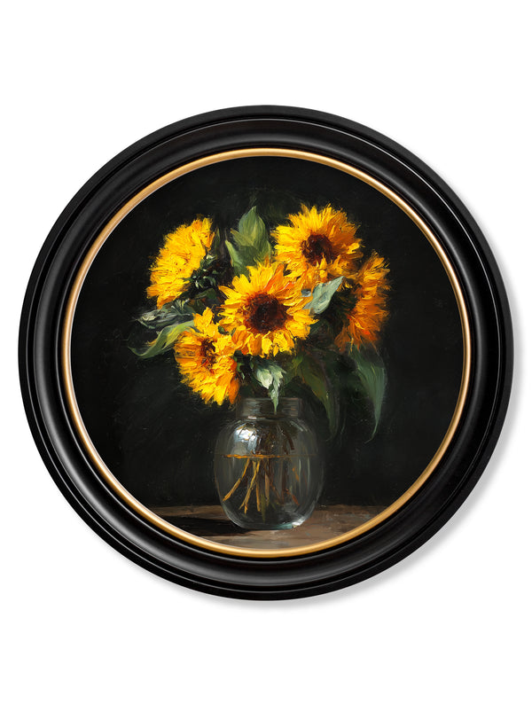 Sunflowers After Dark - Oxford Round Frame