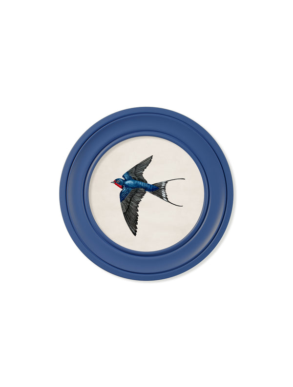 c.1875 Swallows in Round Frames Blue