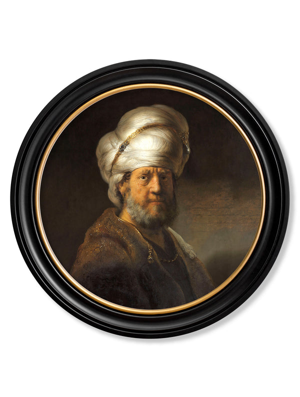 c.17th Century Rembrandt's Oriental Gentlemen - Round Frame