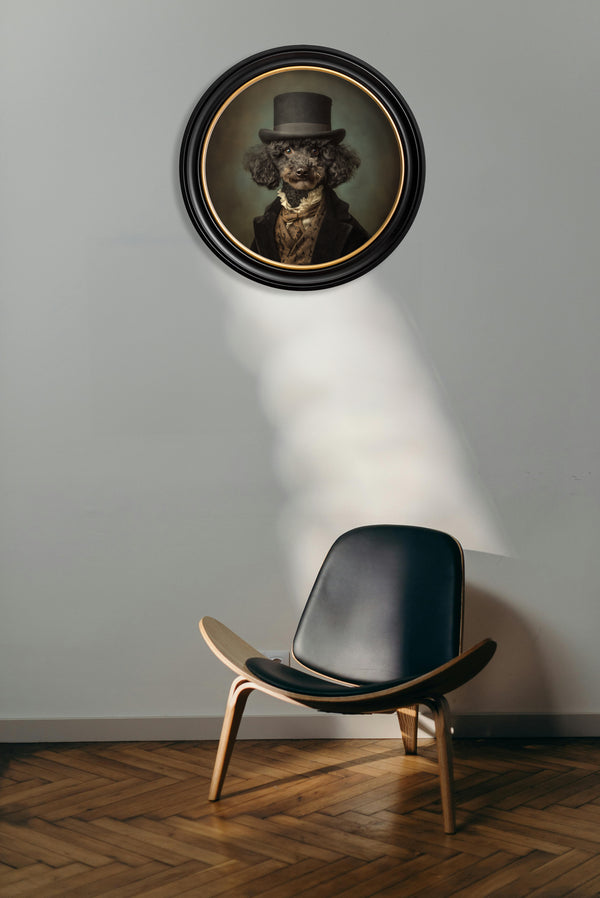 Sir Poodleton - Gentleman Poodle Oxford round frame