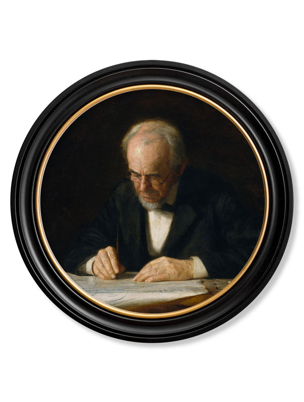 c.1882 The Writing Master - Thomas Eakins - Round Frame