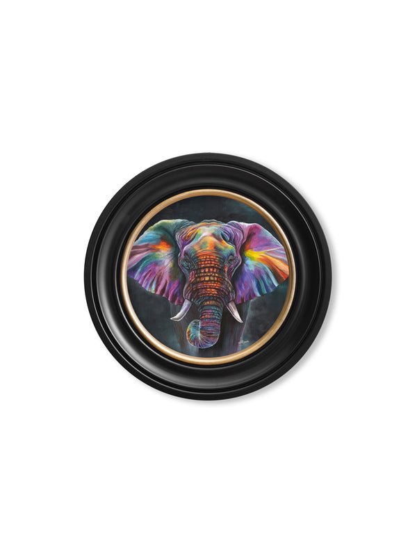 Elephant Print 'Wisdom' by Amy Ansell - Oxford Round Frame