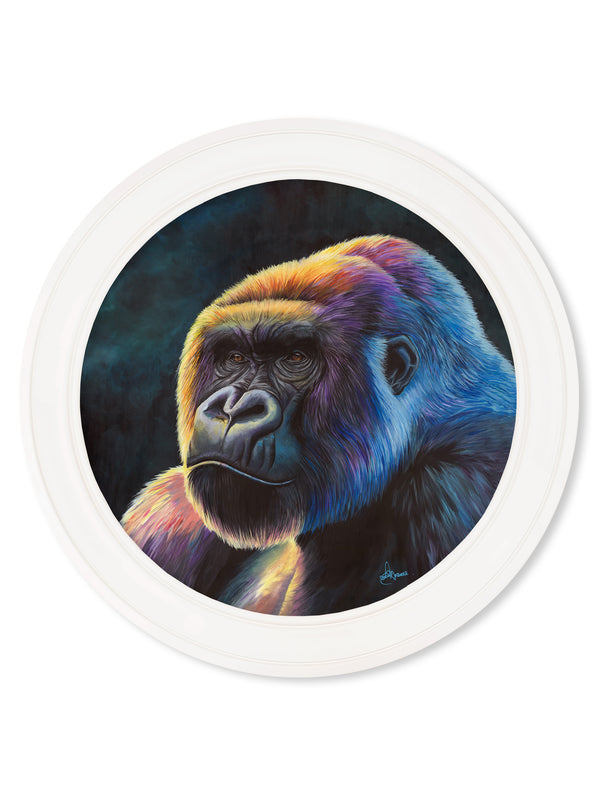 Gorilla Print 'Power' by Amy Ansell - Strong White Round Frame