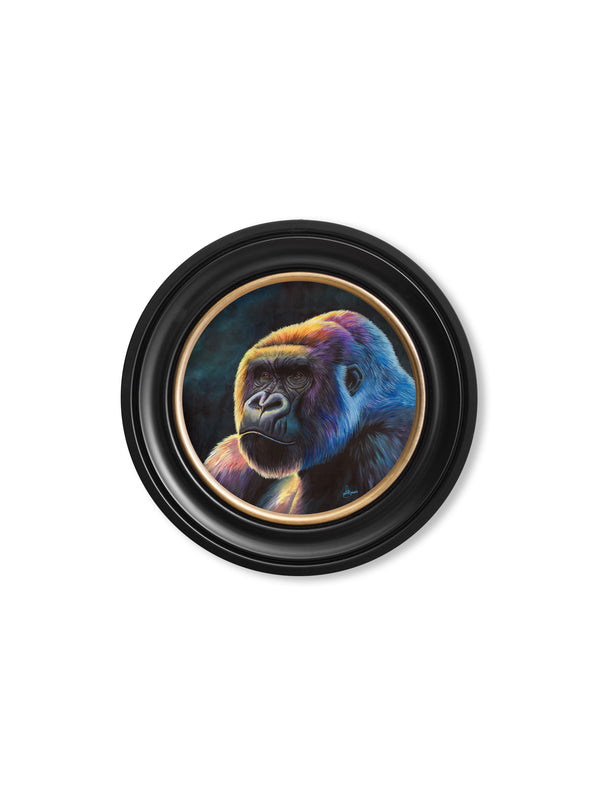 Gorilla Print 'Power' by Amy Ansell - Oxford Round Frame