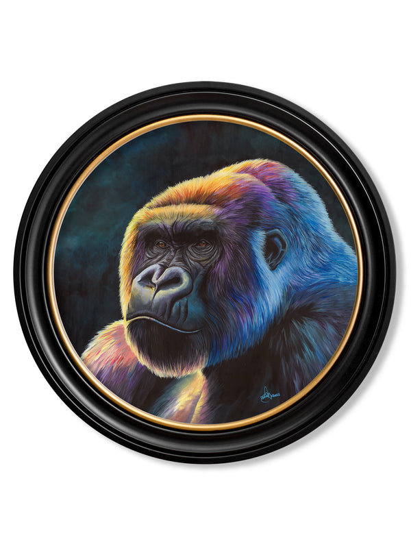 Gorilla Print 'Power' by Amy Ansell - Oxford Round Frame