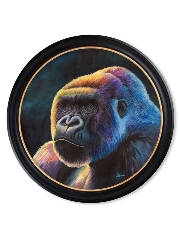 Gorilla Print 'Power' by Amy Ansell - Oxford Round Frame