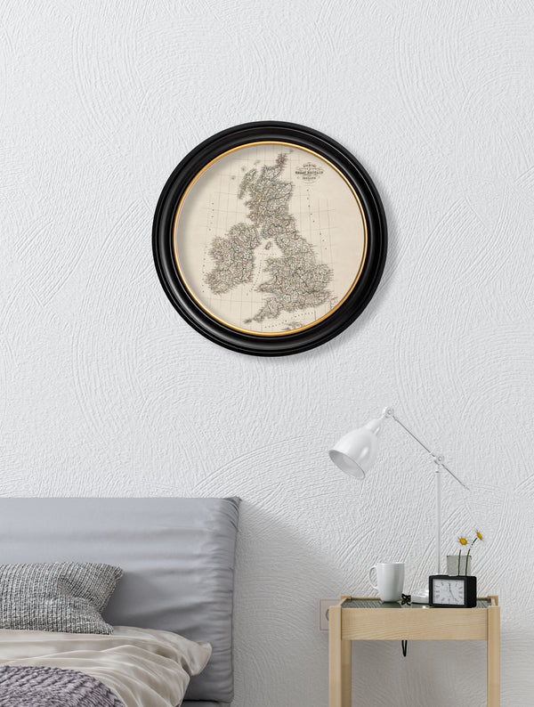 c.1838 Map of Great Britain - Round Frame