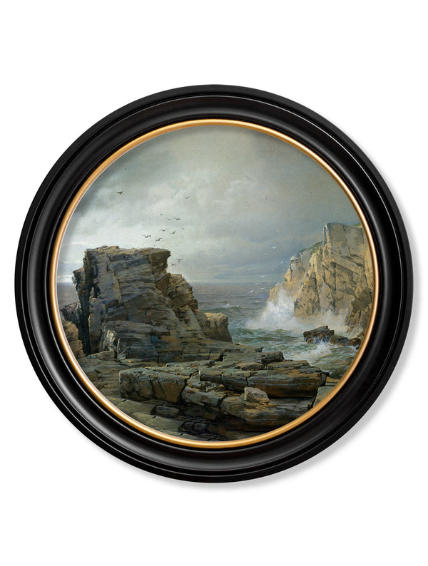 c.1877 Rocky Coast - Round Frame