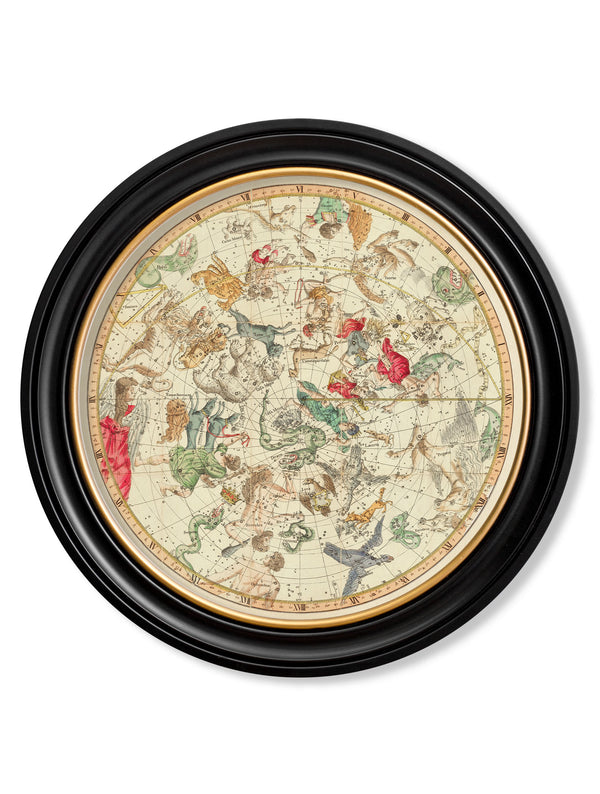 c.1820 Map of Constellations - Round Frame