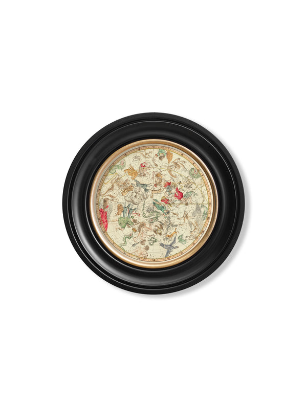 c.1820 Map of Constellations - Round Frame