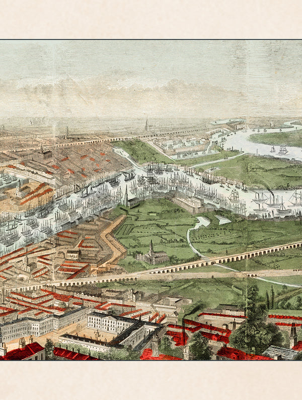 c.1845 Panoramic View of London and the River Thames