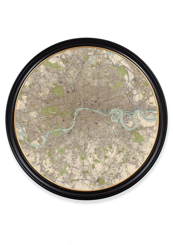 c.1905 Map of London - Round Frame - The Weird & Wonderful